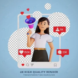 young woman using social media 3d character illus crccf4066f7 size13.41mb 1 - title:Home Main - اورچین فایل - format: - sku: - keywords: p_id:18