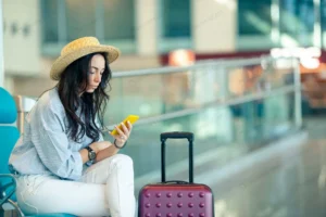 young woman with coffee airport lounge waiting fl crcef4767ce size9.17mb 5184x3456 - title:Home - اورچین فایل - format: - sku: - keywords: p_id:18