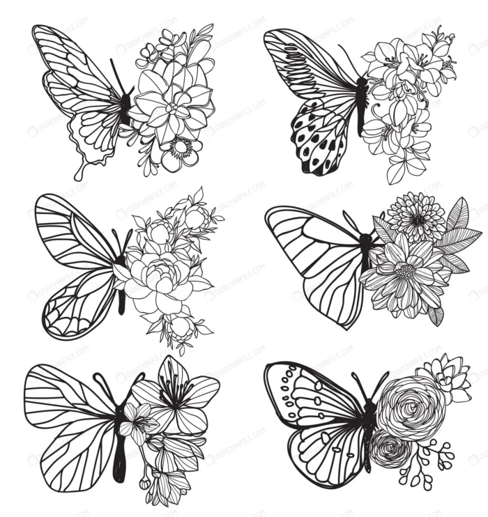 tattoo art butterfly hand drawing sketch with lin crc1e727401 size6.82mb - title:وکتور گل و پروانه - اورچین فایل - format:EPS - وکتور - sku:crc1e727401 - keywords:وکتور گل و پروانه p_id:376135