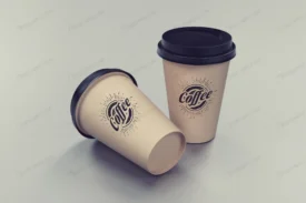 موکاپ لیوان کاغذی درب دار