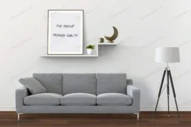 موکاپ قاب عکس بر روی دیوار