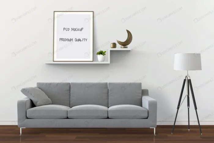 موکاپ قاب عکس بر روی دیوار