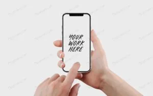 موکاپ موبایل در دست زن