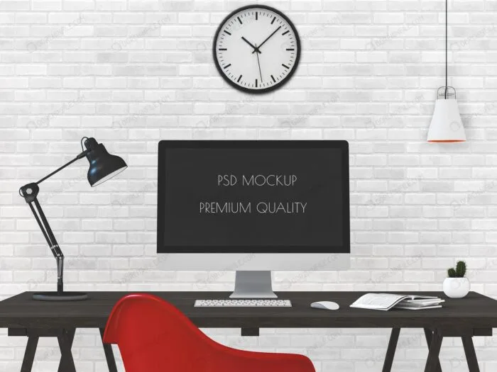 موکاپ مانیتور روی میز کار