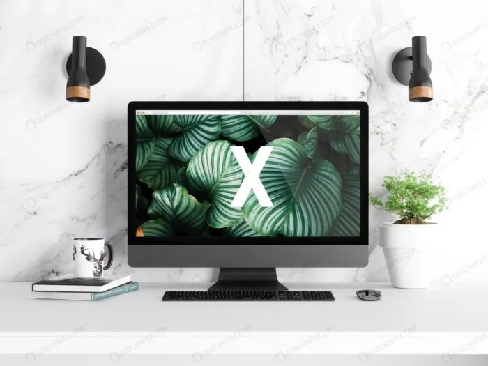 موکاپ صفحه نمایش مانیتور روی میز