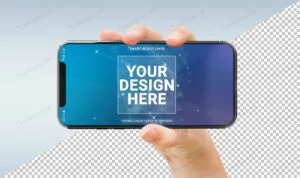 موکاپ موبایل در دست دختر