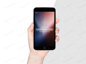 موکاپ موبایل در دست دختر