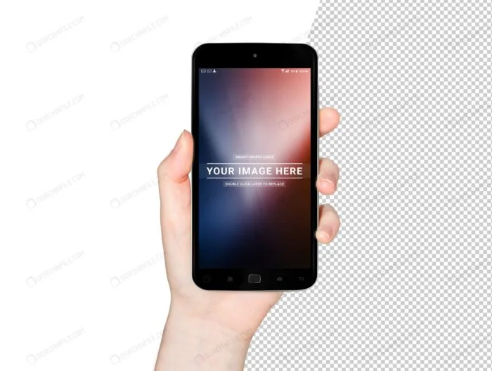 موکاپ موبایل در دست دختر