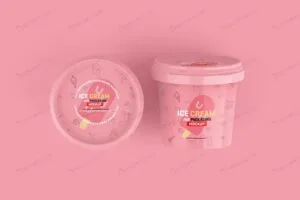 موکاپ ظرف بستنی پلاستیکی