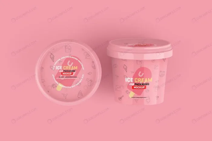 موکاپ ظرف بستنی پلاستیکی