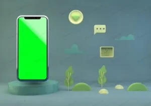 موکاپ موبایل روی سکوی معرفی محصول