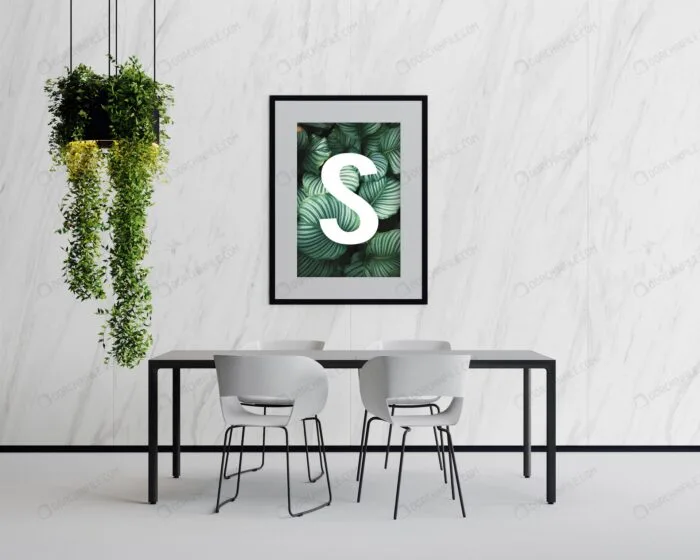 موکاپ قاب عکس در اتاق نشیمن