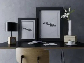 موکاپ قاب عکس روی میز