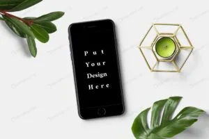 موکاپ موبایل از نمای تاپ