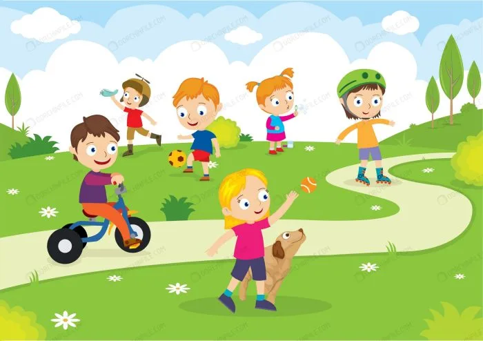 کاراکتر بچه ها در حال بازی